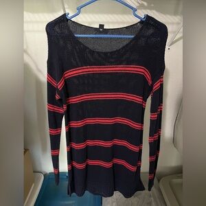 Navy and pink striped sweater